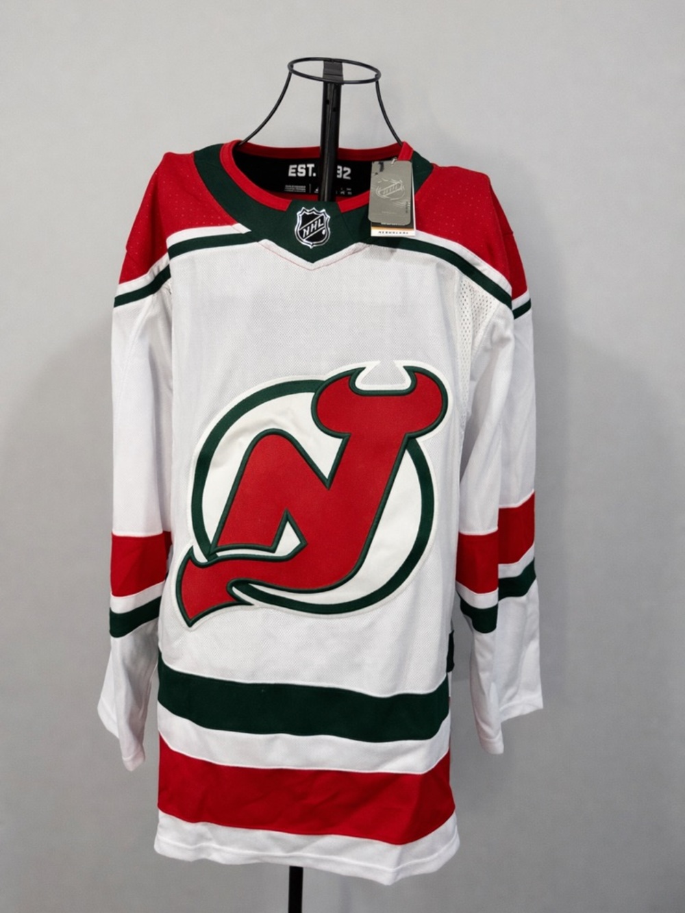 New Jersey Devils Adidas Heritage Jersey White Green Red NHL NWT